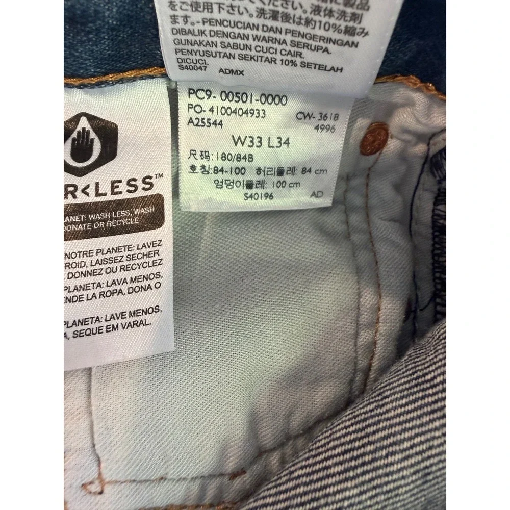 Levis 501 Original Fit Jeans Mens W33 L34 Medium Wash Blue Button Fly 00501-0000